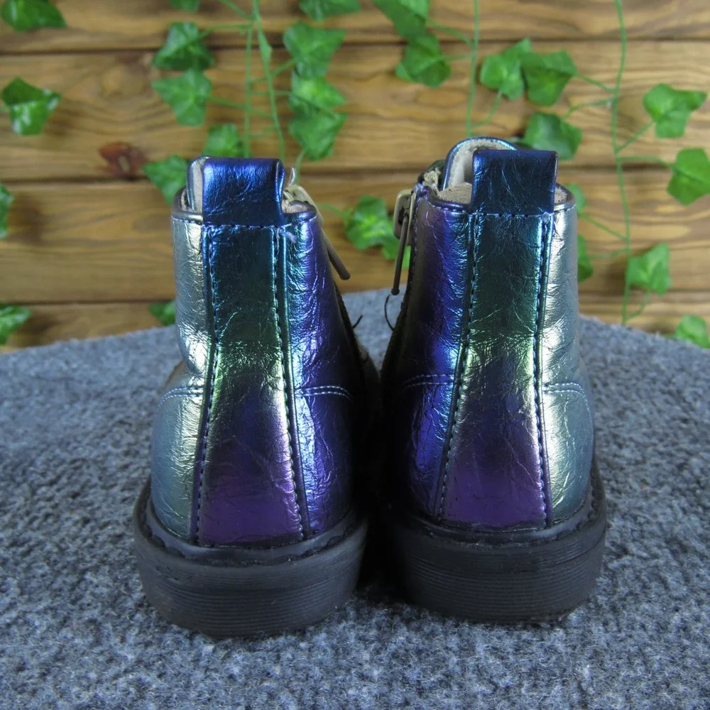 There Abouts Lil Reese Kids Iridescent Metallic Combat Boots 8‎ Lace Zip